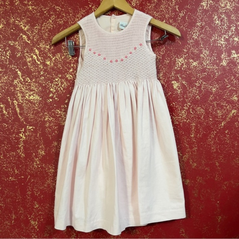 RARE EDITIONS Vintage Smocked Pink Girls Dress 6